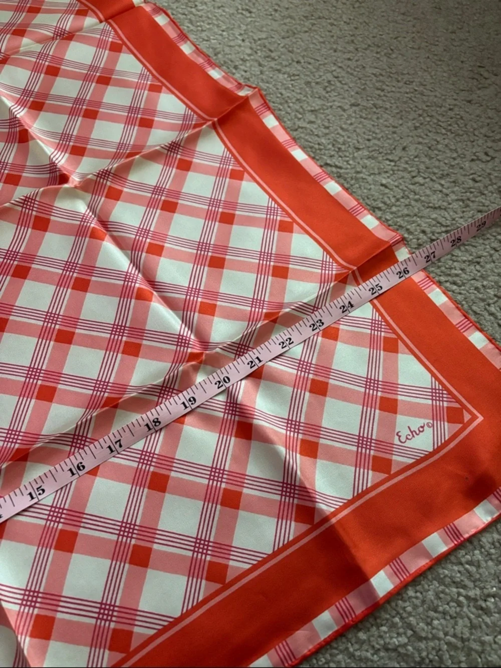 Echo Red and Pink Plaid Silk Square Scarf